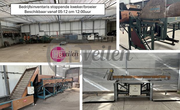 Bedrijfsinventaris stoppende kweker/broeier in verkoop